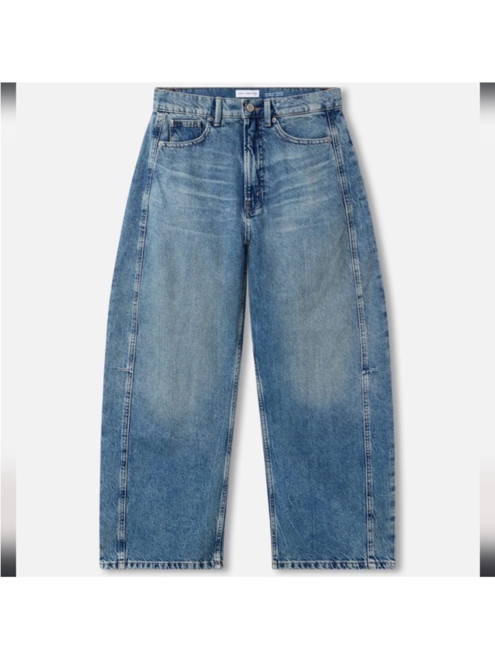 Good American Womens Good Extreme Barrel Wide Leg Blue Jeans 15 Plus New